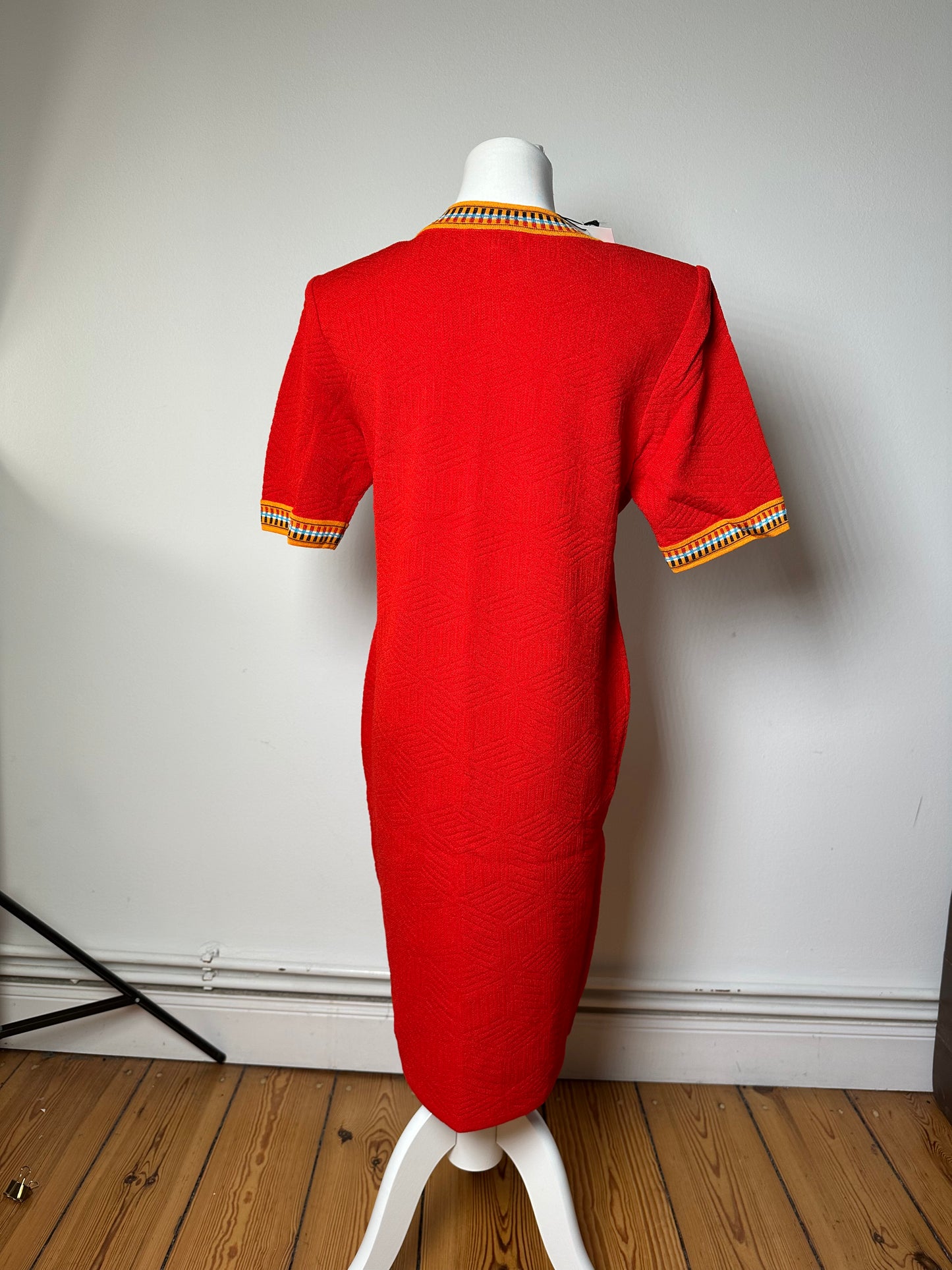Vintage Yves Saint Laurent Knit Dress Red Multicolor M