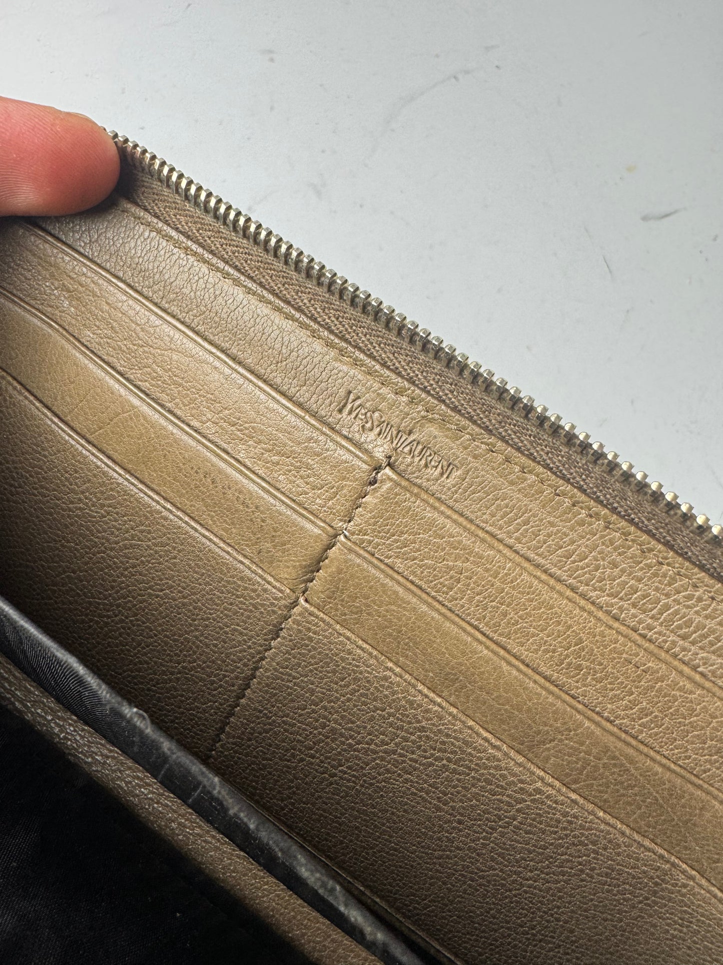 Vintage Yves Saint Laurent Zippy Leather Wallet Brown