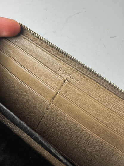 Vintage Yves Saint Laurent Zippy Leather Wallet Brown