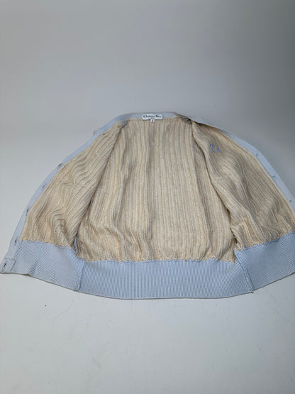 Vintage Dior CD Sports Cotton Sleeveless Sweater Light Blue Cream M