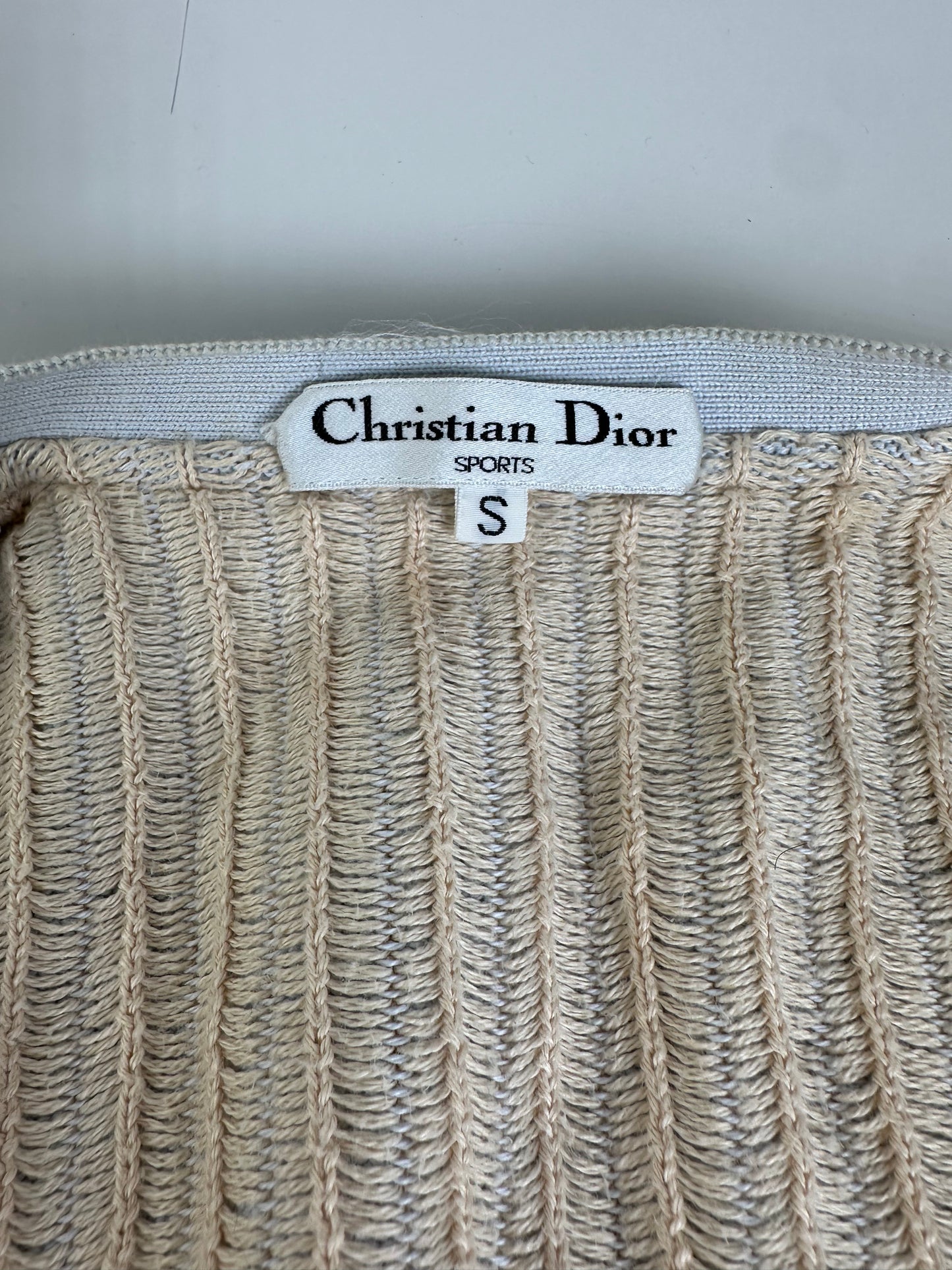 Vintage Dior CD Sports Cotton Sleeveless Sweater Light Blue Cream M