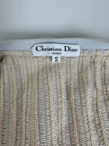 Vintage Dior CD Sports Cotton Sleeveless Sweater Light Blue Cream M