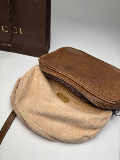 Vintage Gucci Leather Shoulder Bag Brown