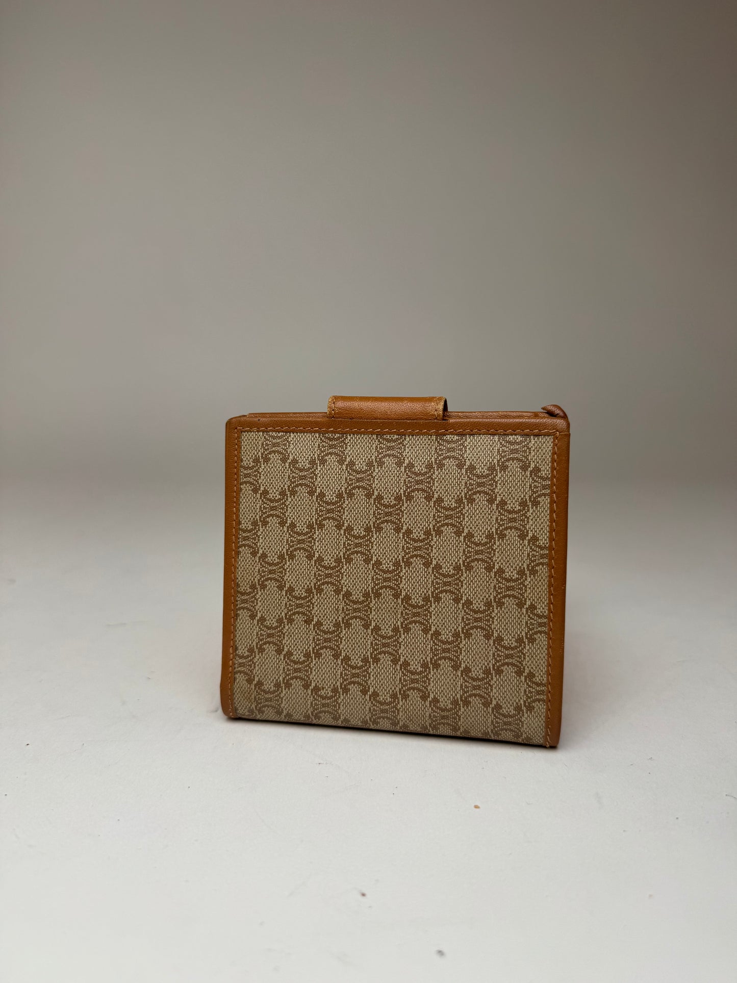 Vintage Celine Paris Monogram Leather wallet beige brown