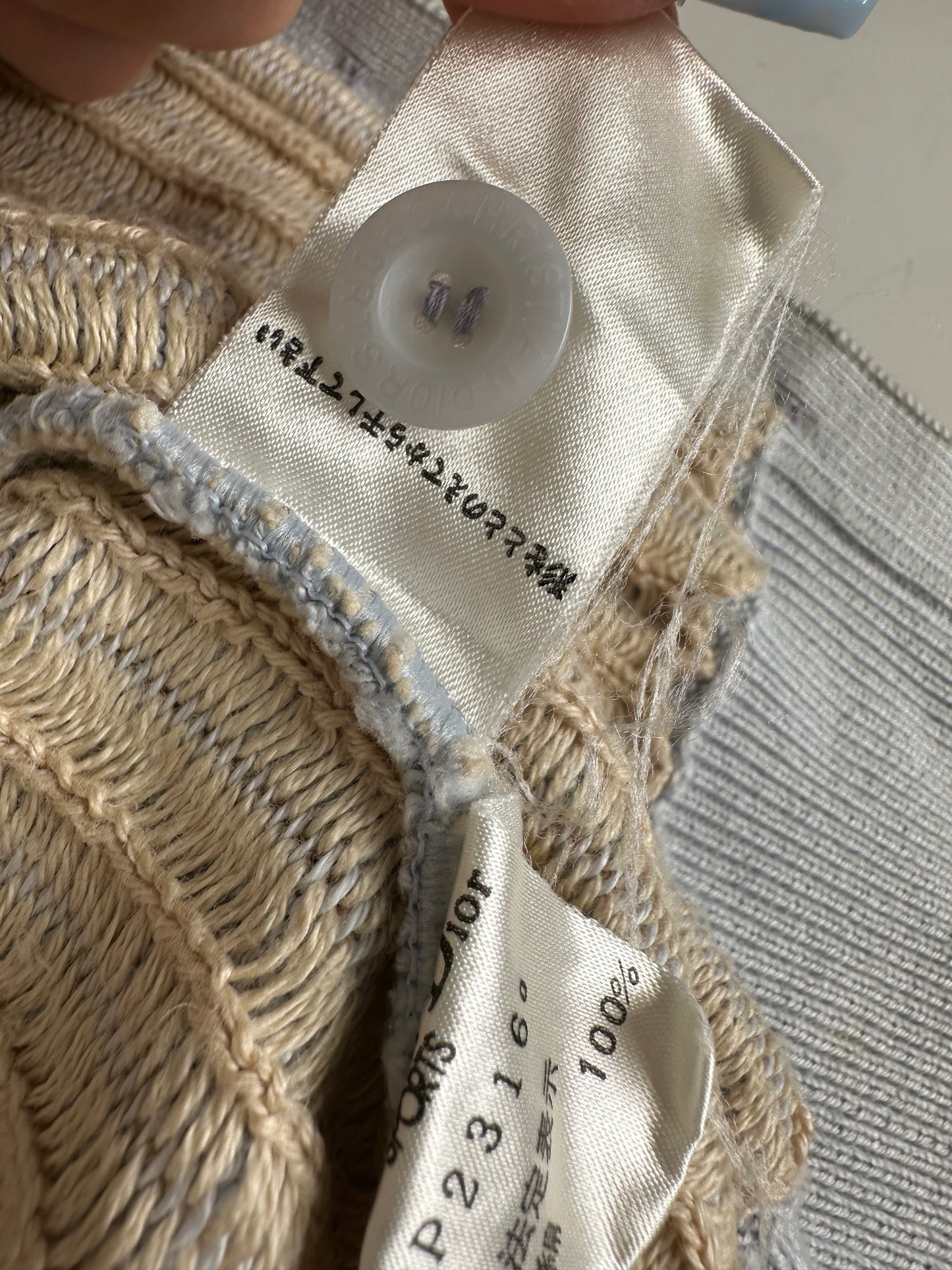 Vintage Dior CD Sports Cotton Sleeveless Sweater Light Blue Cream M
