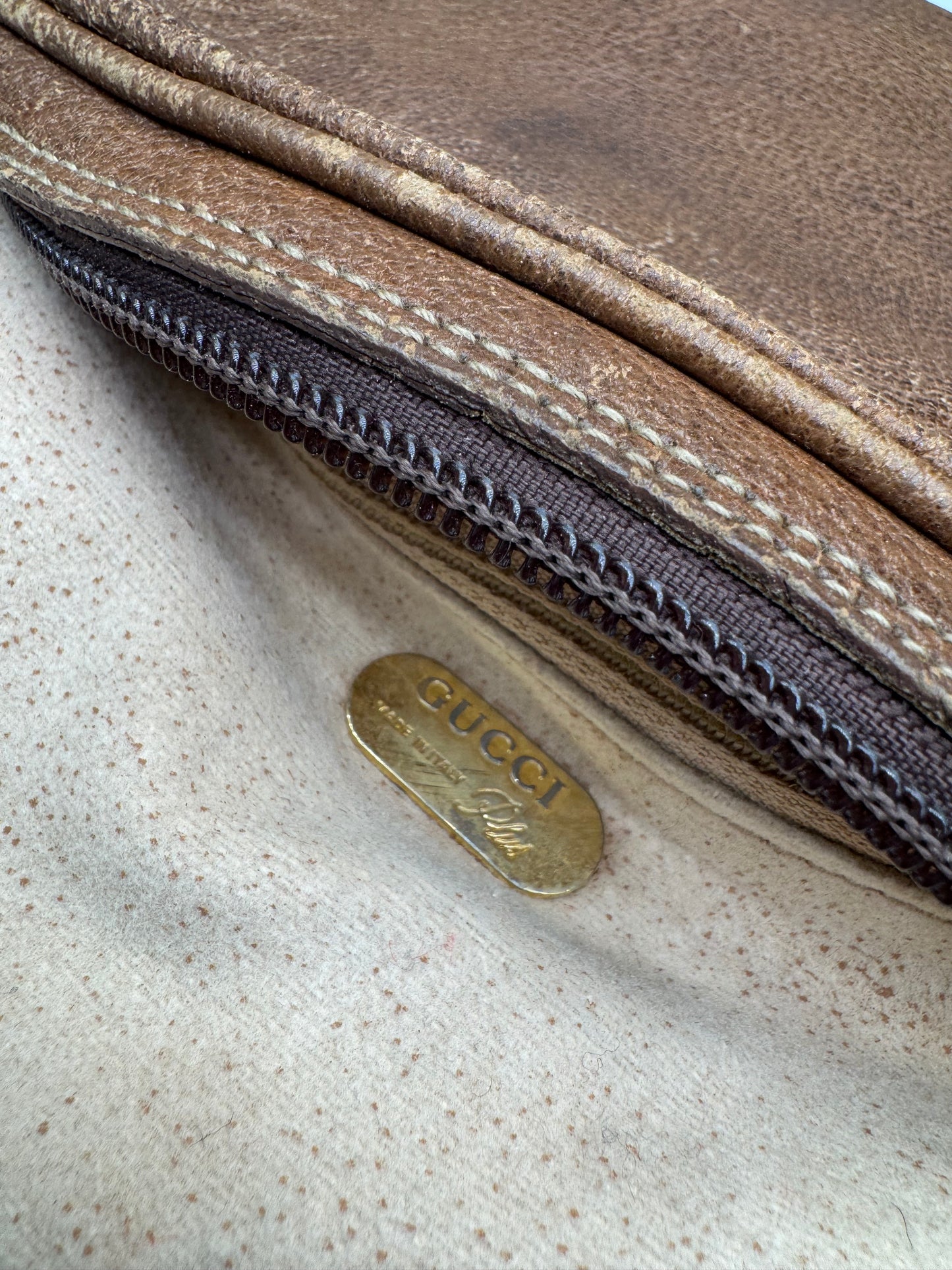 Vintage Gucci Leather Shoulder Bag Brown