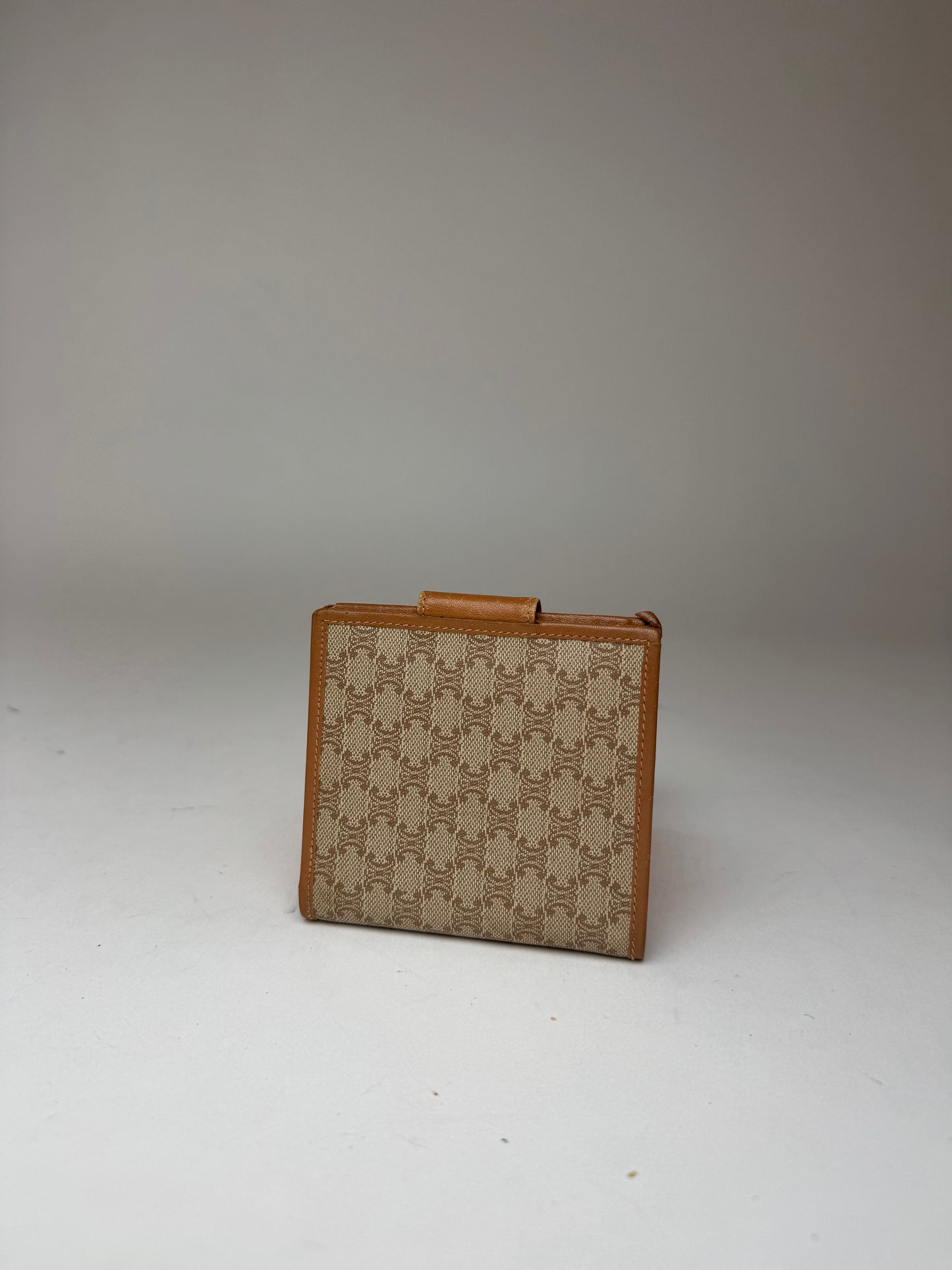 Vintage Celine Paris Monogram Leather wallet beige brown