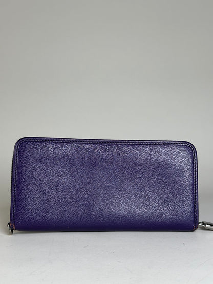 Vintage Loewe Leather Zip Wallet Purple Silver