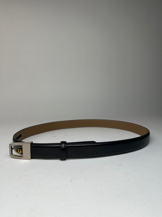 Vintage Dior Snake Emblossed Leather Belt Black