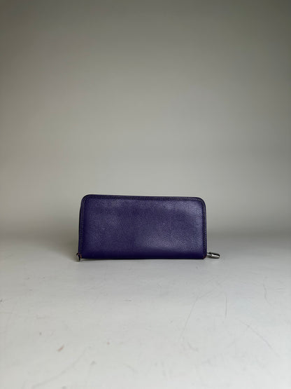 Vintage Loewe Leather Zip Wallet Purple Silver