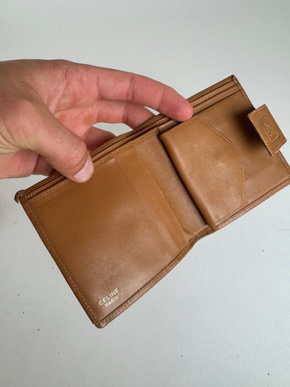 Vintage Celine Paris Monogram Leather wallet beige brown