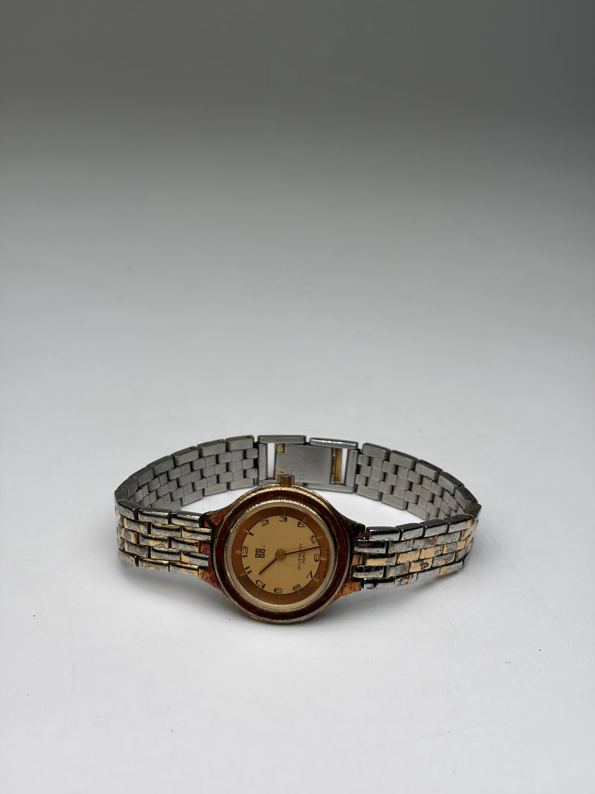 Vintage Givenchy Two-Tone Bracelet Watch Late 1980s Gold Silver