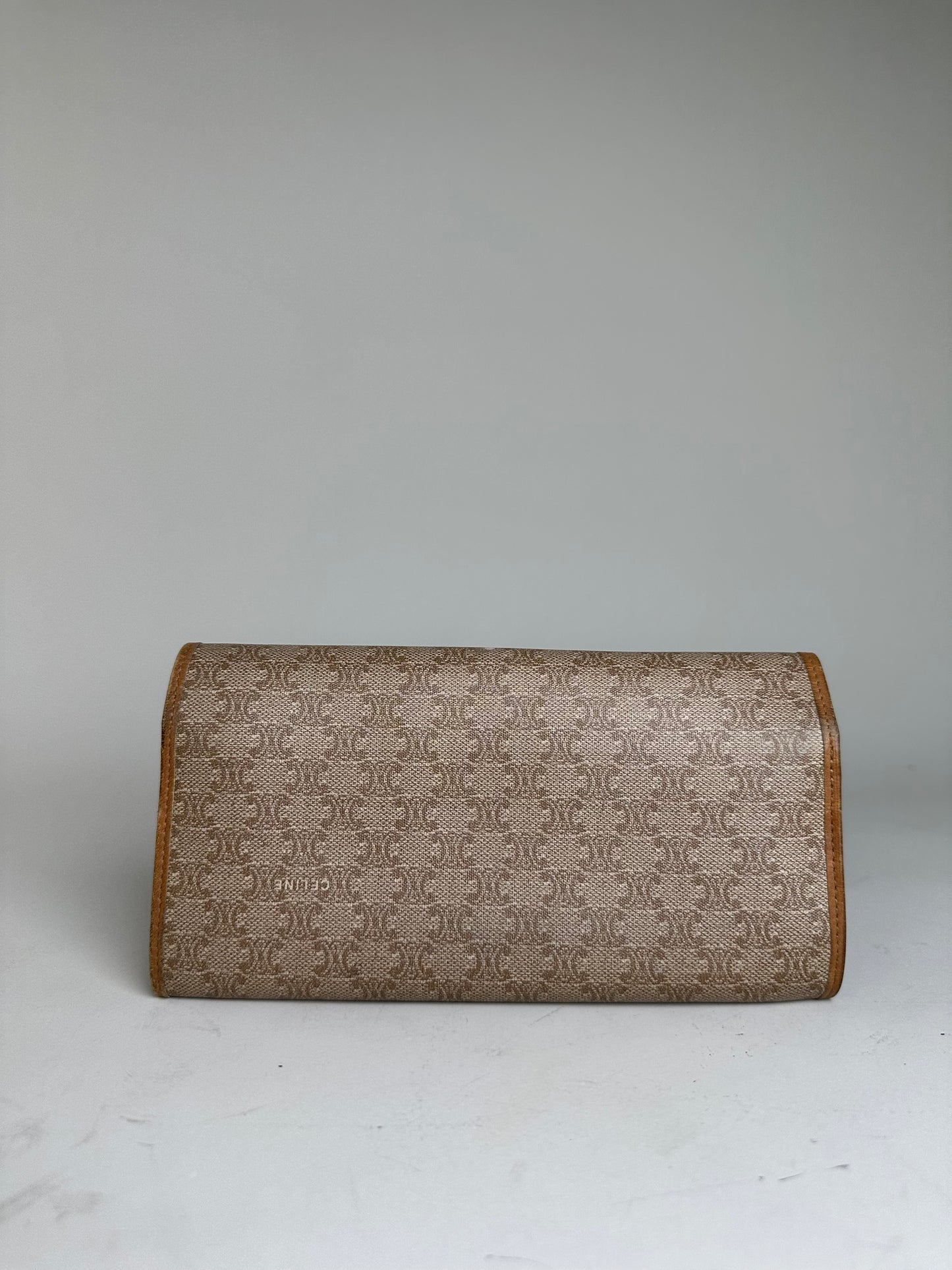 Vintage Celine Macadam Canvas Wallet Beige Tan