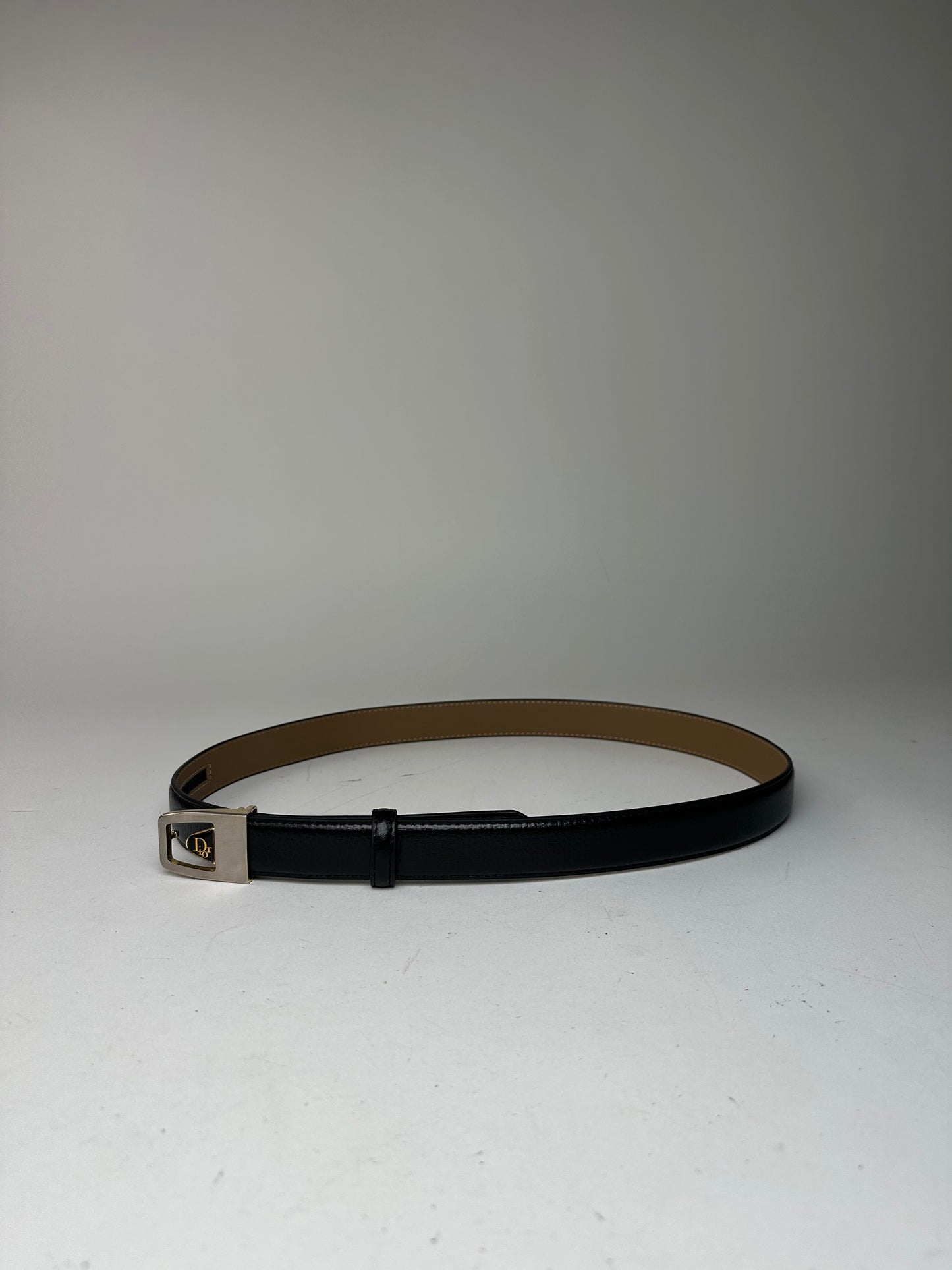 Vintage Dior Snake Emblossed Leather Belt Black