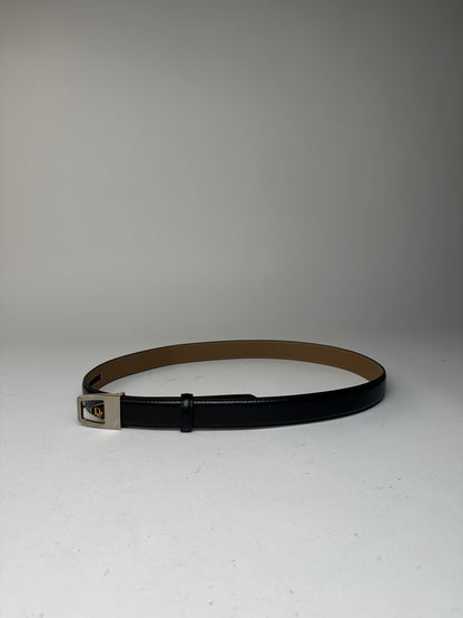 Vintage Dior Snake Emblossed Leather Belt Black
