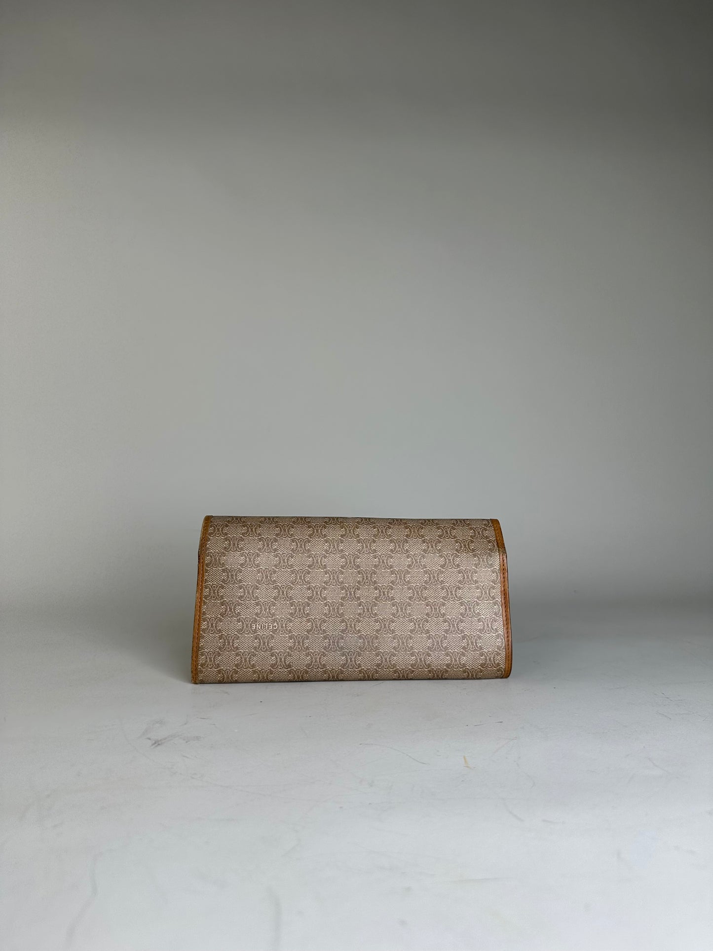 Vintage Celine Macadam Canvas Wallet Beige Tan