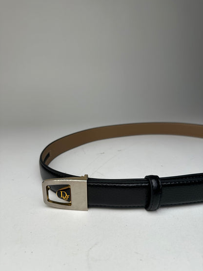 Vintage Dior Snake Emblossed Leather Belt Black