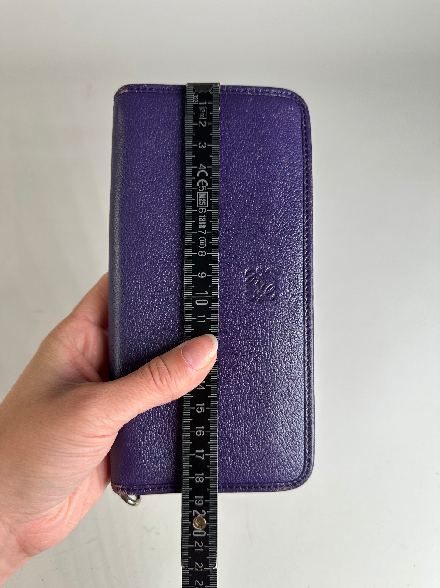 Vintage Loewe Leather Zip Wallet Purple Silver