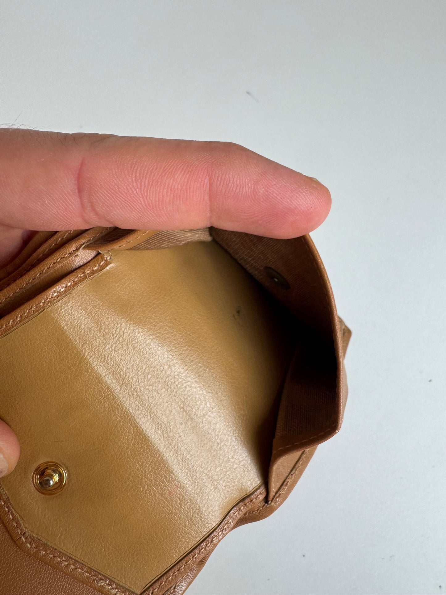 Vintage Celine Paris Monogram Leather wallet beige brown