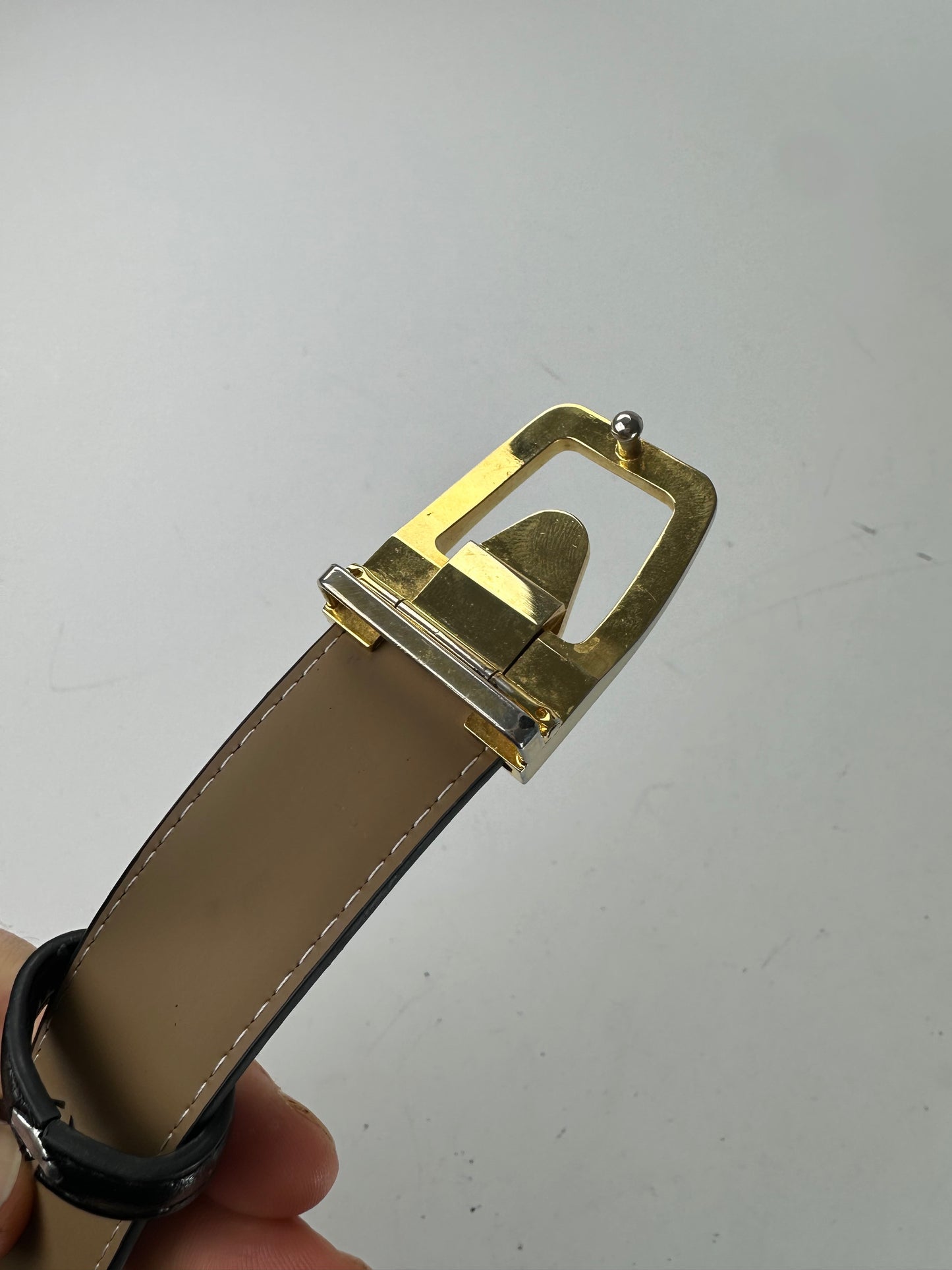 Vintage Dior Snake Emblossed Leather Belt Black