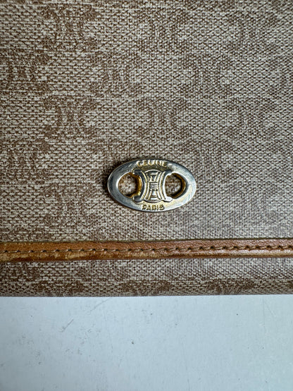Vintage Celine Macadam Canvas Wallet Beige Tan