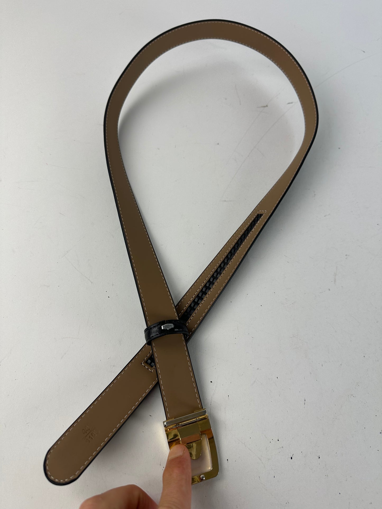 Vintage Dior Snake Emblossed Leather Belt Black