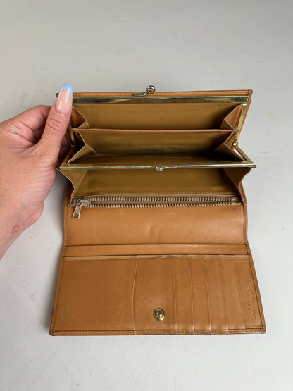 Vintage Celine Macadam Canvas Wallet Beige Tan