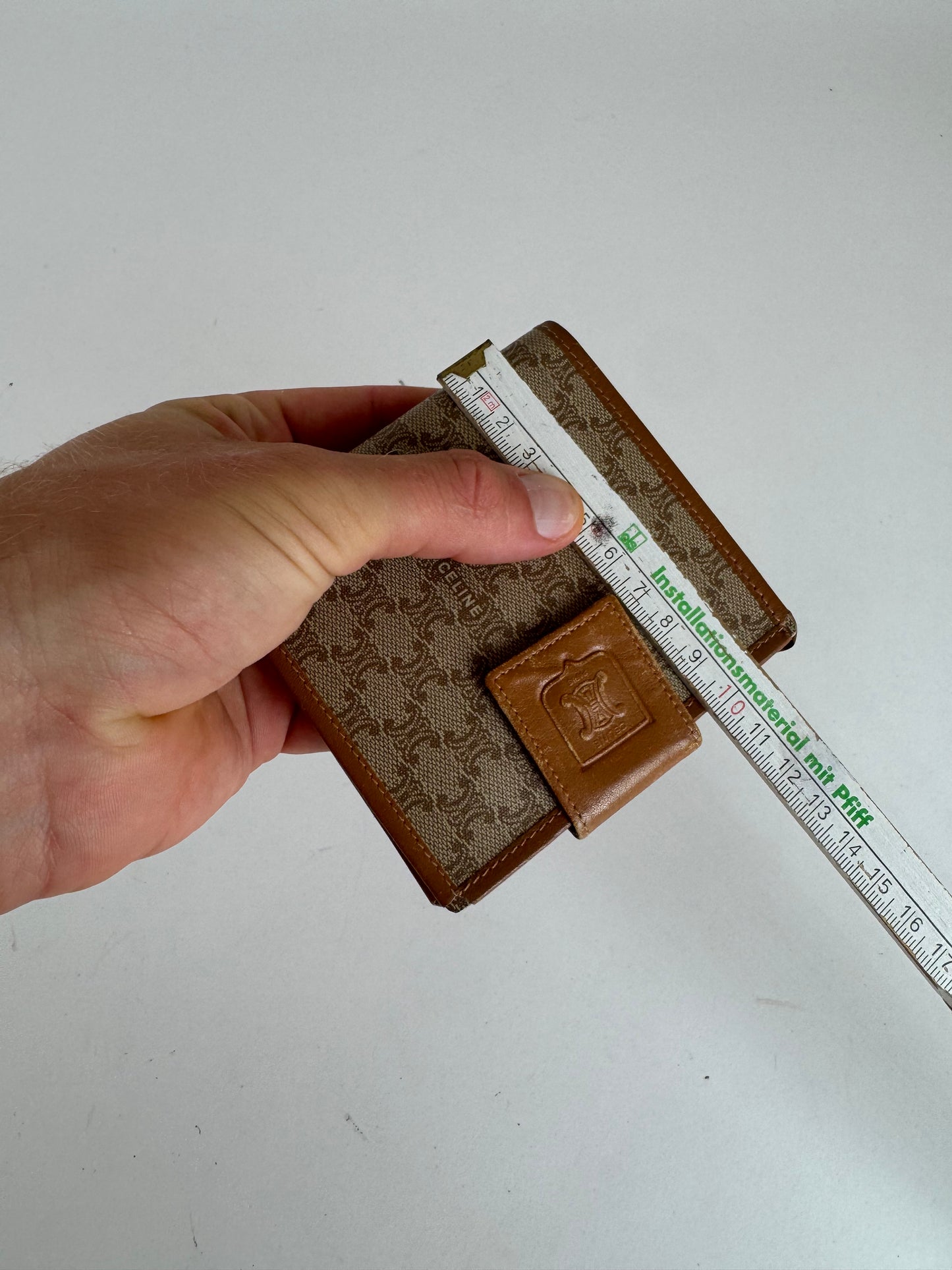 Vintage Celine Paris Monogram Leather wallet beige brown