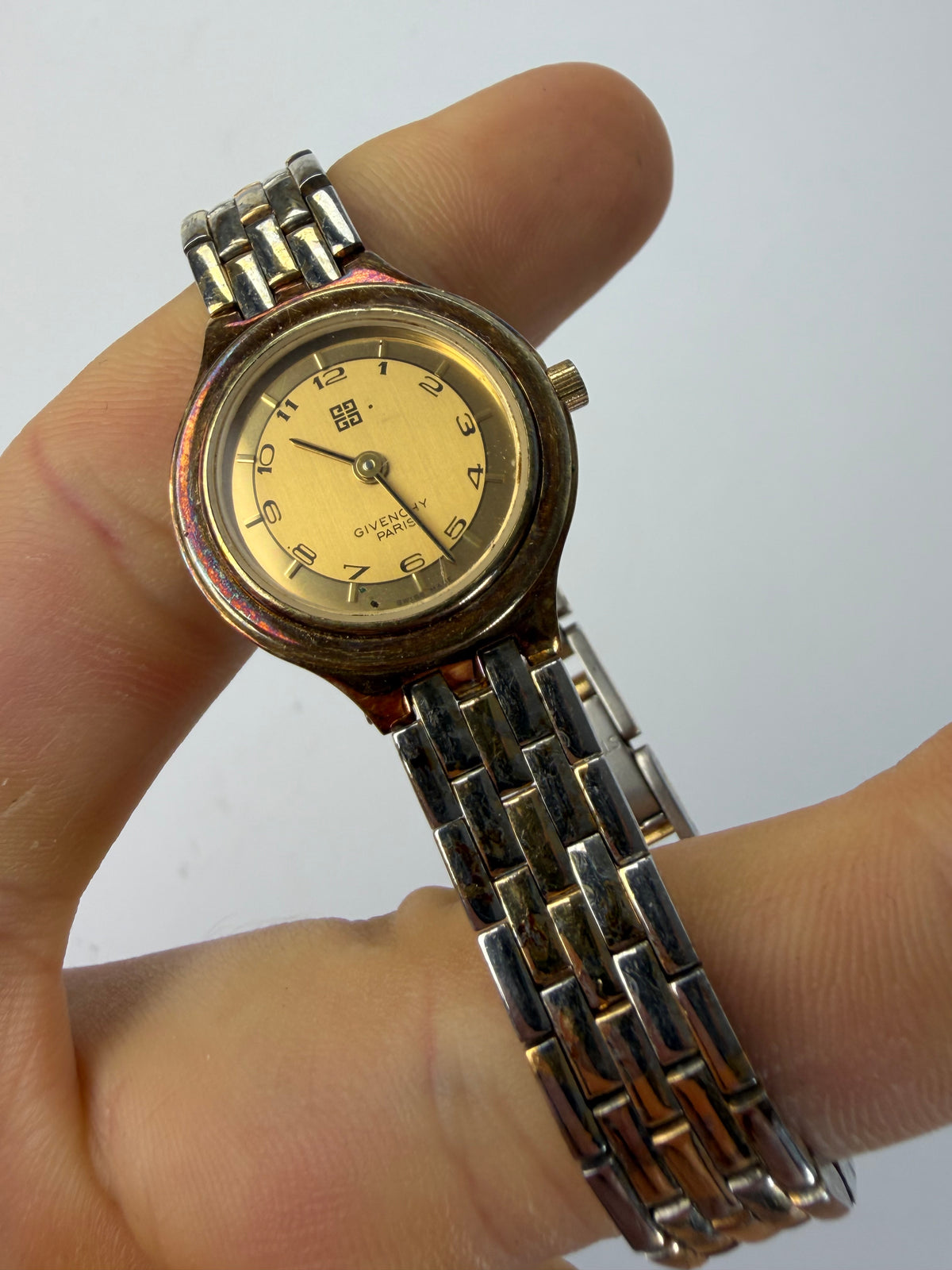 Vintage Givenchy Two-Tone Bracelet Watch Late 1980s Gold Silver