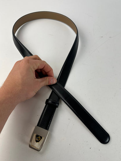 Vintage Dior Snake Emblossed Leather Belt Black
