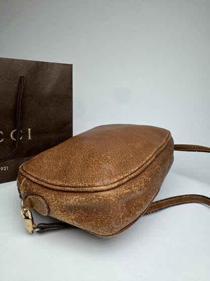 Vintage Gucci Leather Shoulder Bag Brown