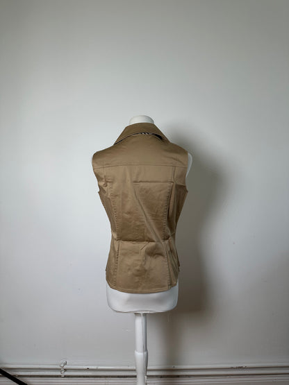 Vintage Burberry Sleeveless Cotton Blend Blouse Beige L