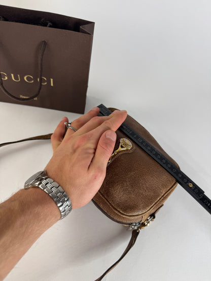 Vintage Gucci Leather Shoulder Bag Brown