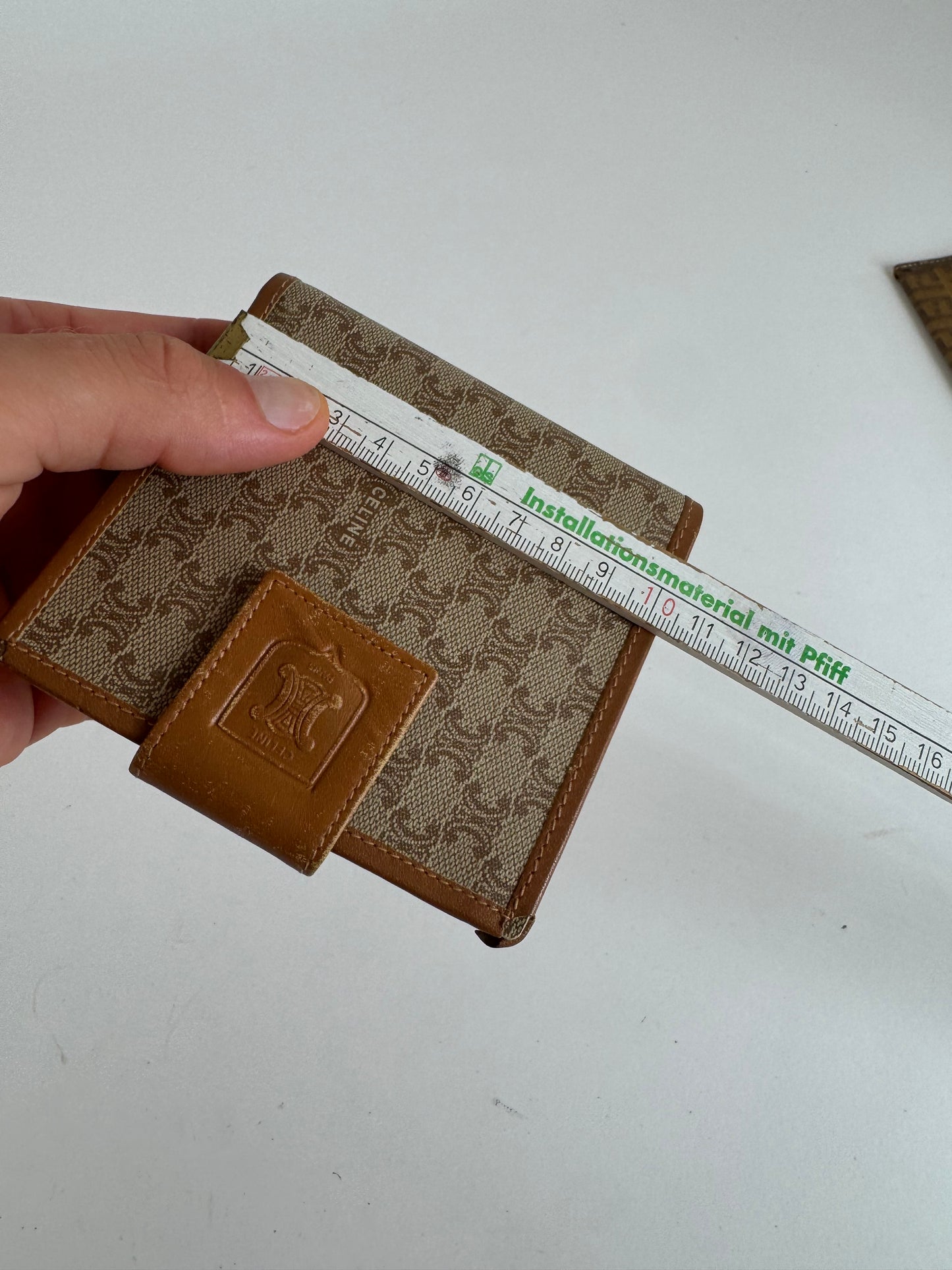 Vintage Celine Paris Monogram Leather wallet beige brown