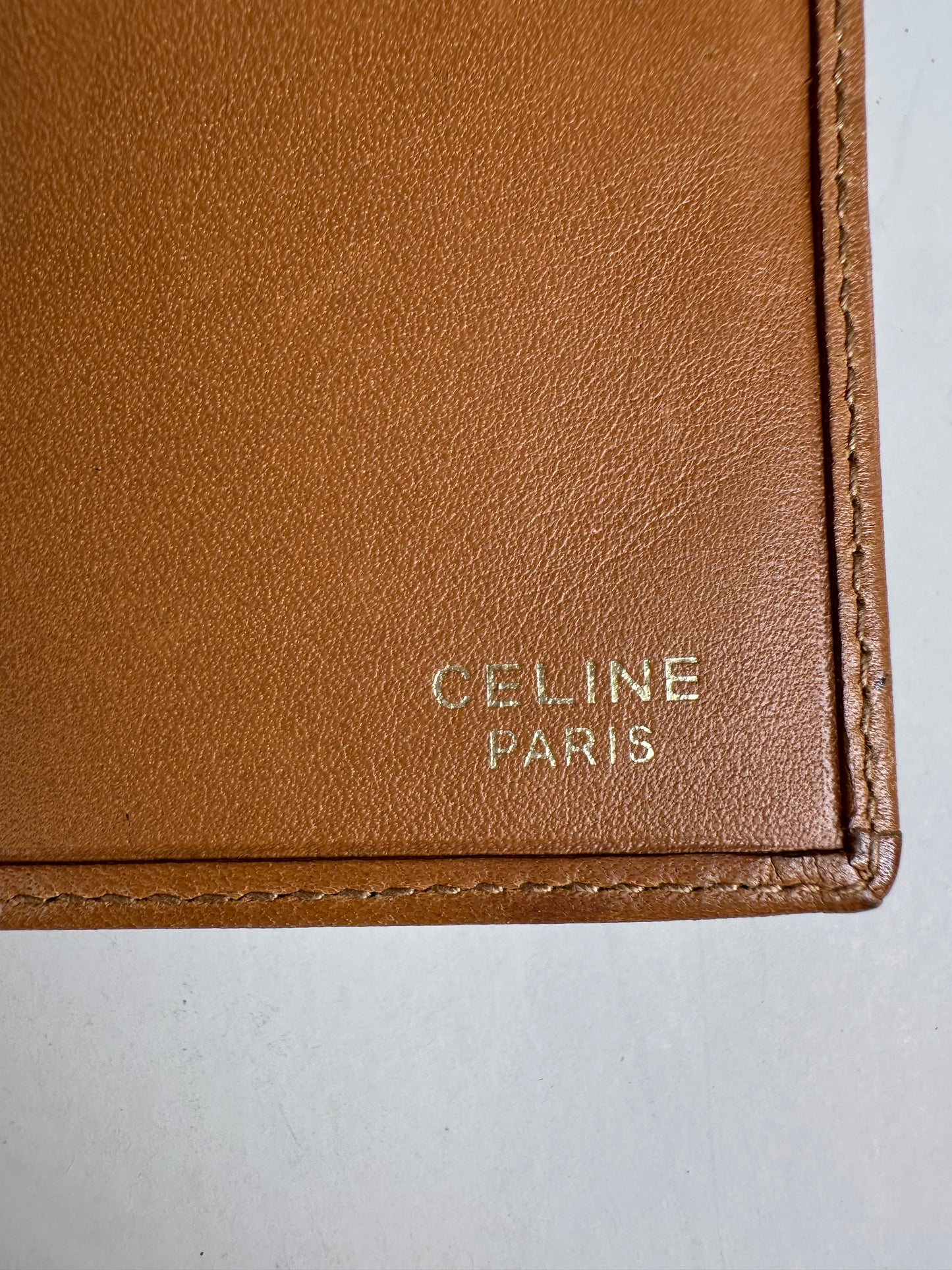 Vintage Celine Macadam Canvas Wallet Beige Tan