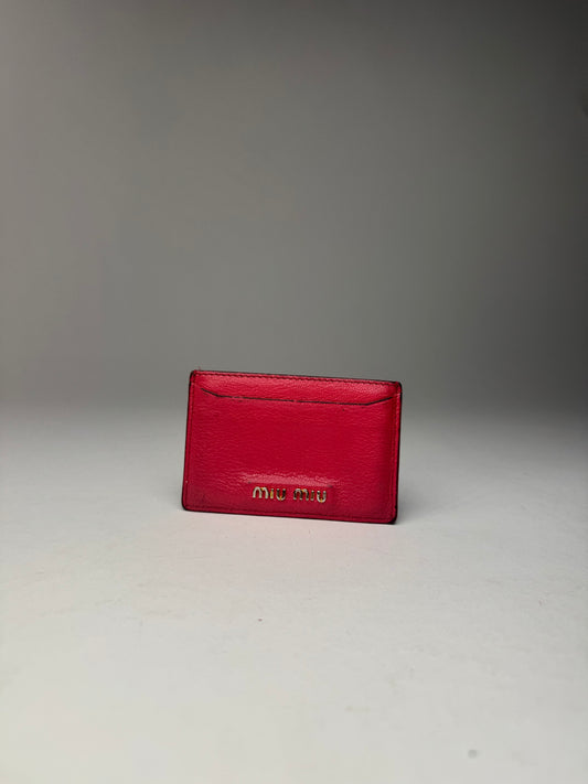 Vintage Miu Miu Leather Card Holder Red