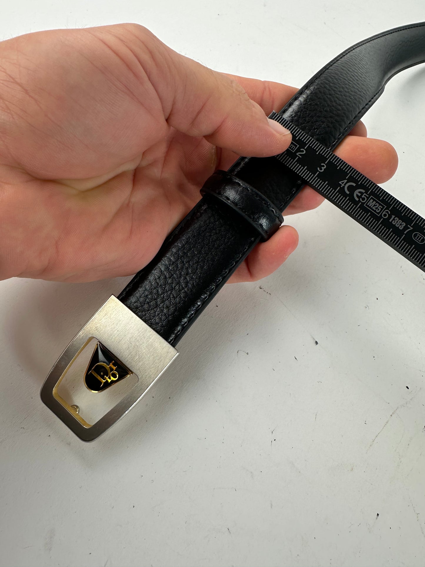 Vintage Dior Snake Emblossed Leather Belt Black
