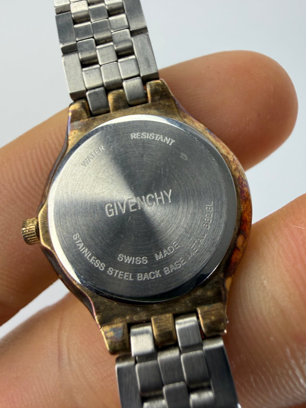 Vintage Givenchy Two-Tone Bracelet Watch Late 1980s Gold Silver