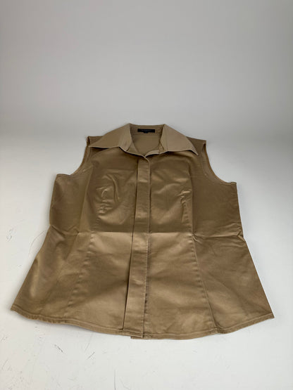 Vintage Burberry Sleeveless Cotton Blend Blouse Beige L