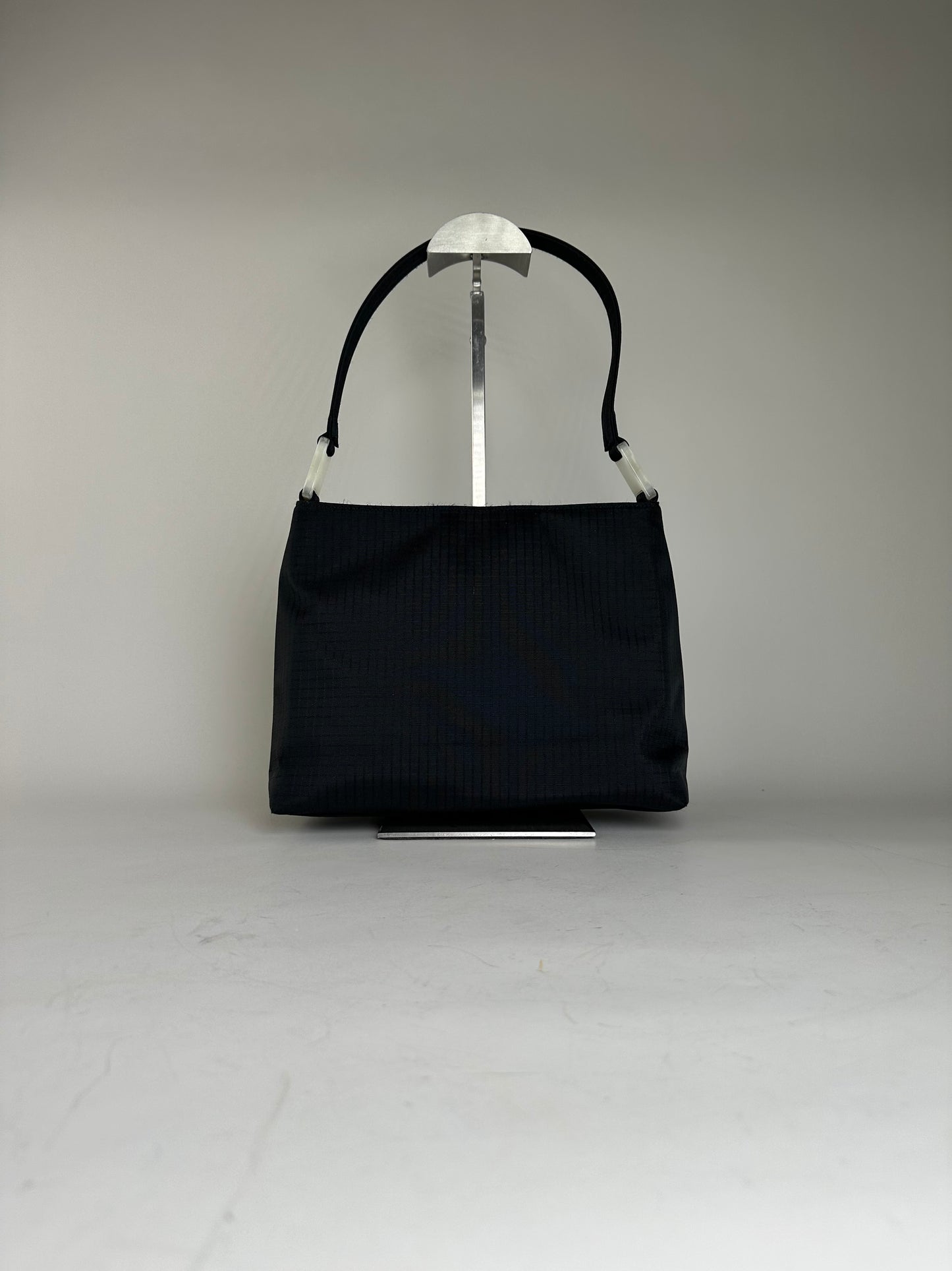 Vintage Givenchy Nylon Shoulder Bag Black Silver