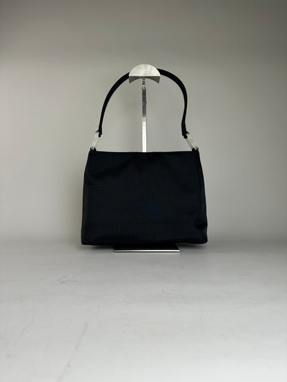 Vintage Givenchy Nylon Shoulder Bag Black Silver