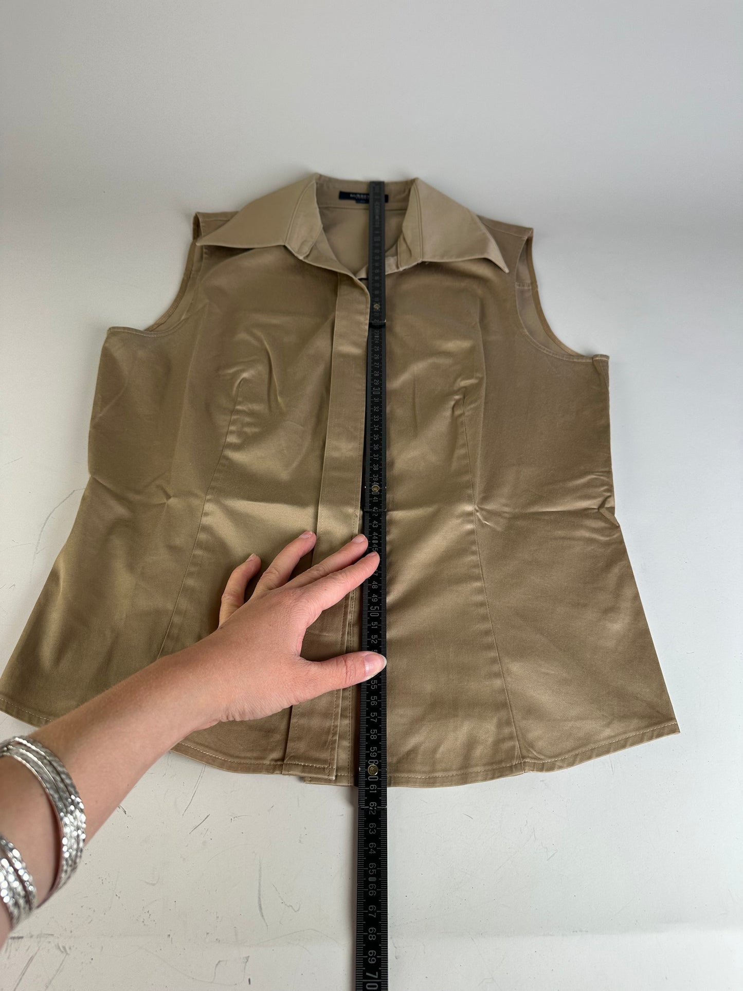 Vintage Burberry Sleeveless Cotton Blend Blouse Beige L