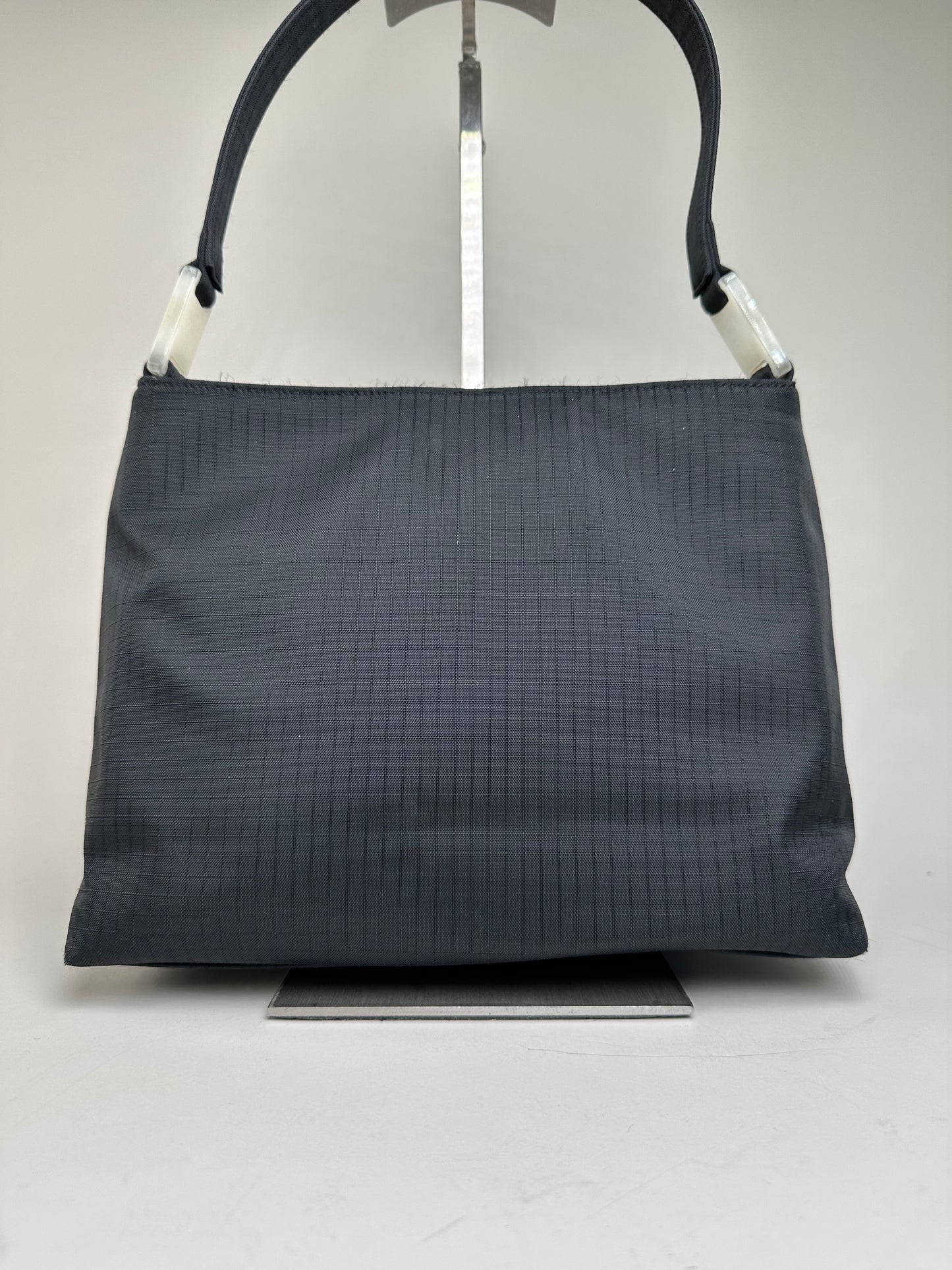 Vintage Givenchy Nylon Shoulder Bag Black Silver