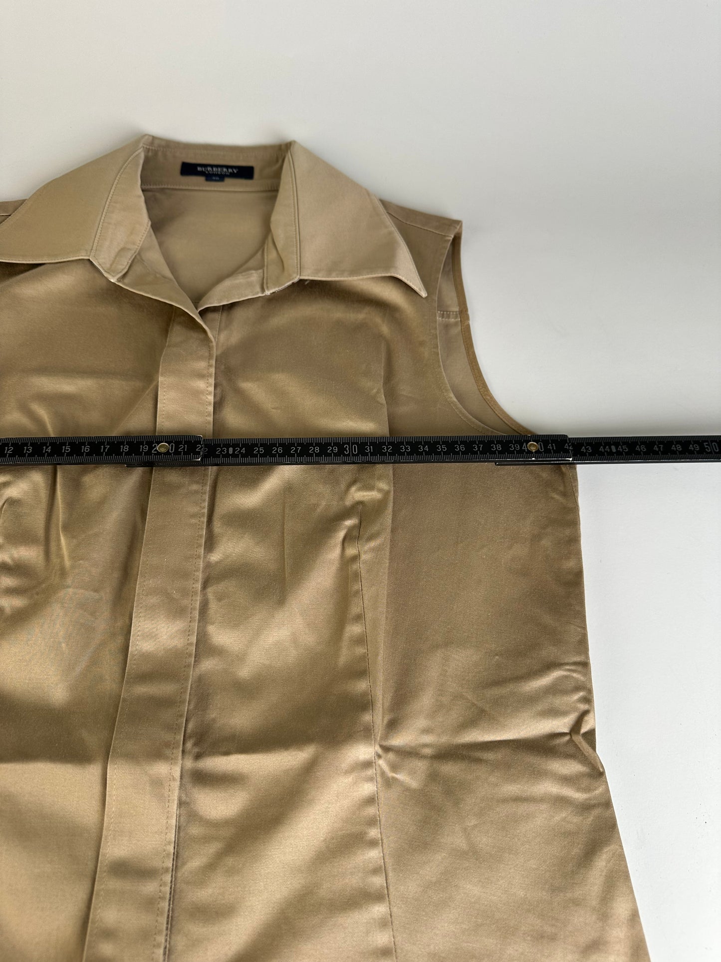 Vintage Burberry Sleeveless Cotton Blend Blouse Beige L