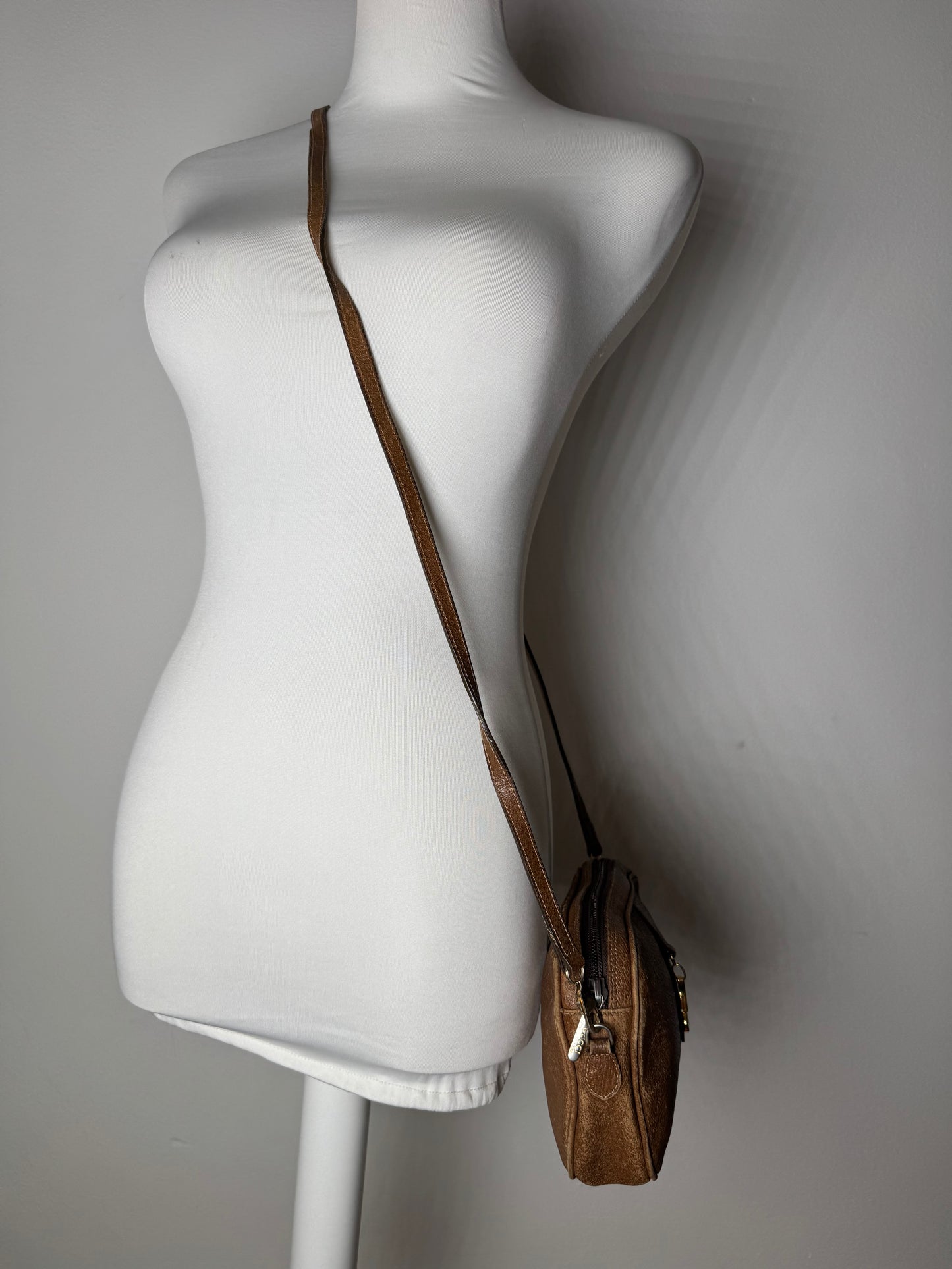 Vintage Gucci Leather Shoulder Bag Brown