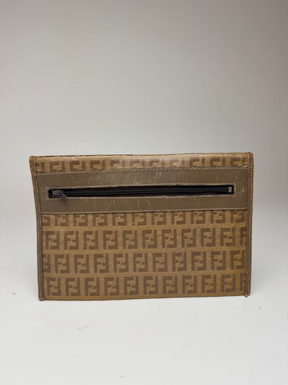 Vintage Fendi FF monogram Leather clutch brown