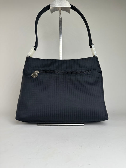 Vintage Givenchy Structured Fabric Handbag Black Silver Snap
