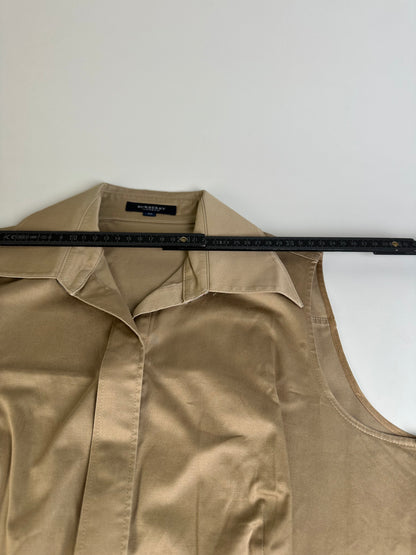 Vintage Burberry Sleeveless Cotton Blend Blouse Beige L
