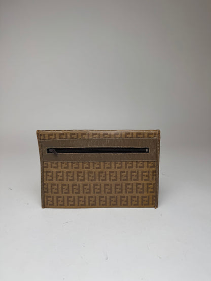 Vintage Fendi FF monogram Leather clutch brown