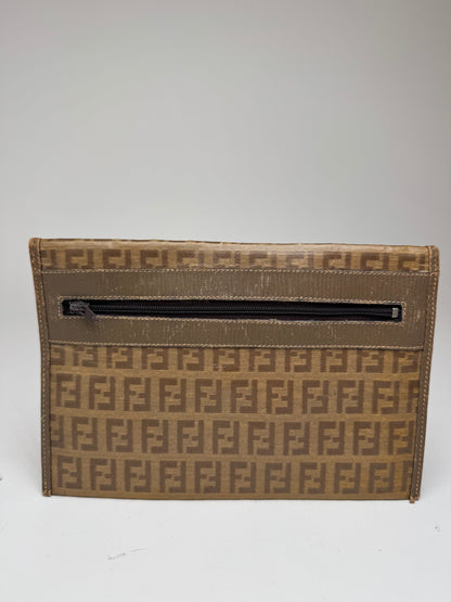 Vintage Fendi FF monogram Leather clutch brown